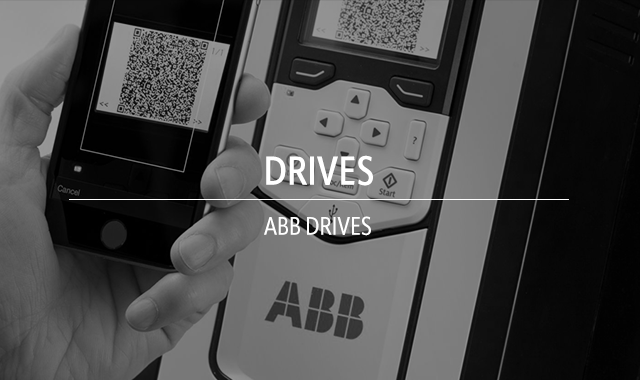 Drives ABB Drive text over black and white image of abb drive