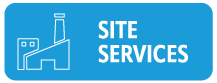 grey icon with factory text site services