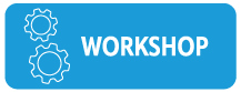 Blue icon with white cogs and workshop title