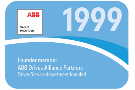 Graphic showing date 1999. ABB drives alliance